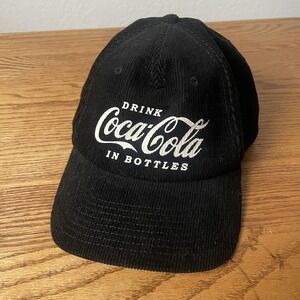 Coca-Cola Hat Cap Snap Back Mens Black Corduroy Embroidered American Needle